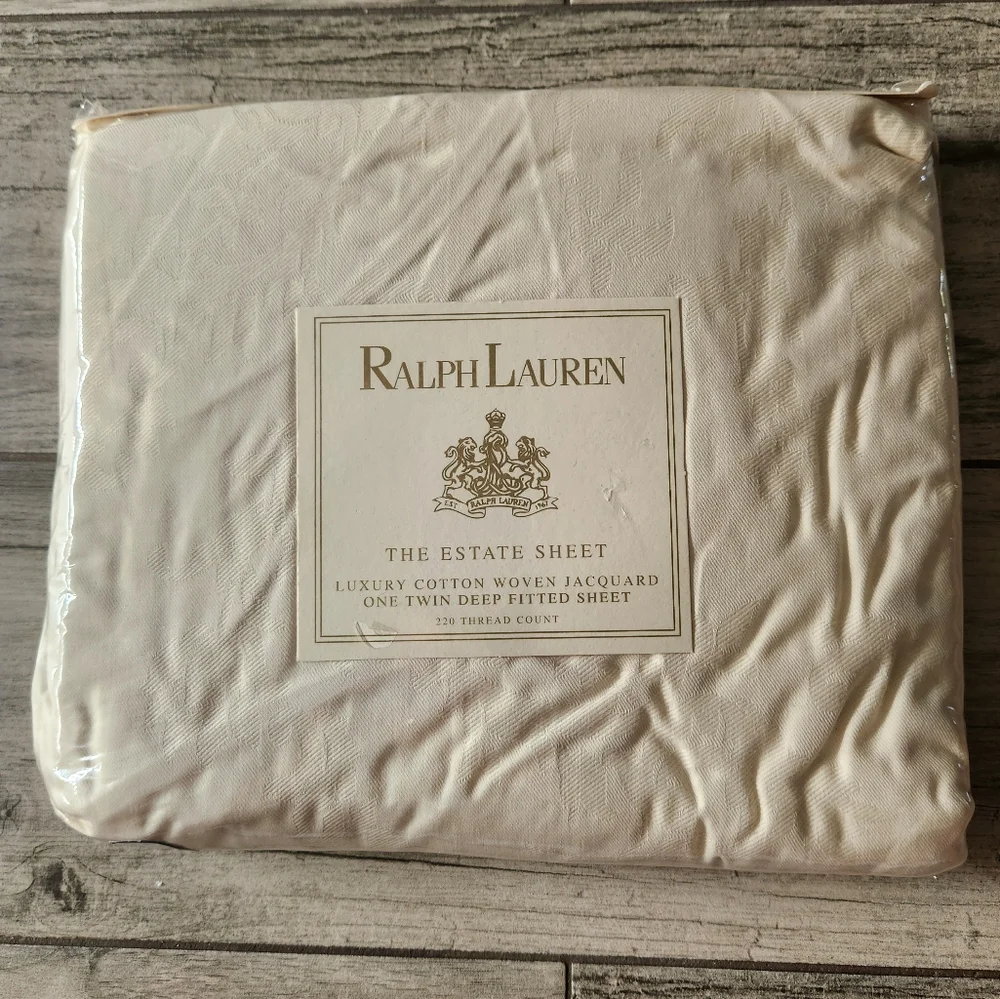 Vintage Ralph Lauren New The Estate Sheet Twin Deep Fitted Jaquard Alissa Cream